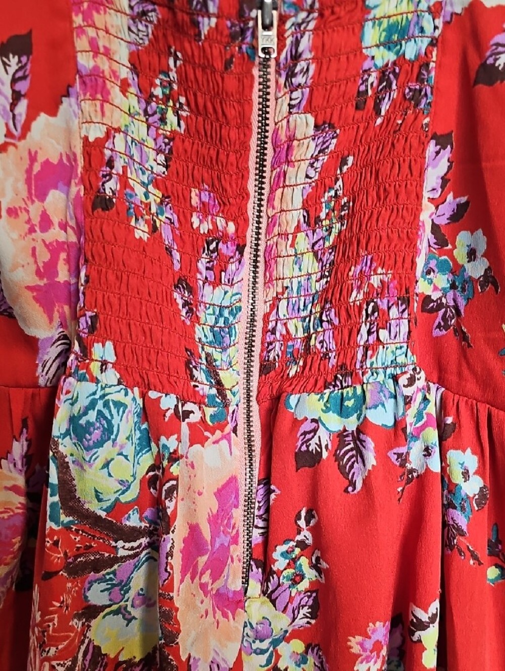 Roxy Red Floral Ruched Mini Dress - Picture 7 of 7